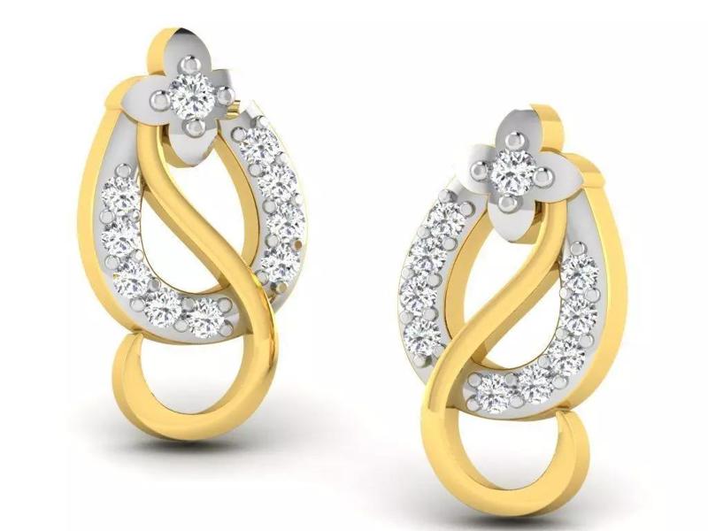 Diamond Earrings 3dm STL FBX OBJ Render Details