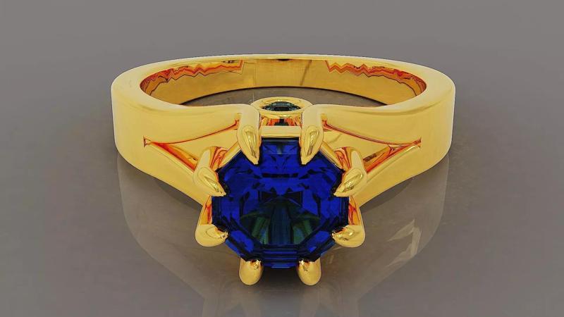 Prong set octagon shape diamond solitaire ring