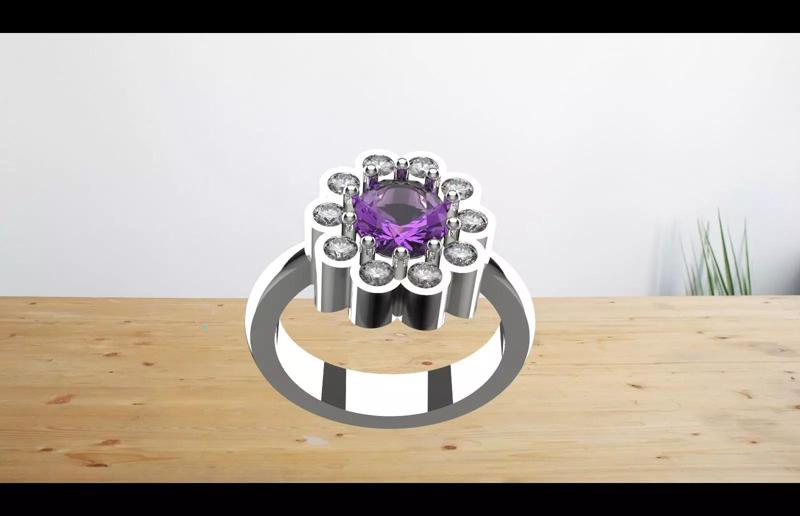 purple romace flower ring