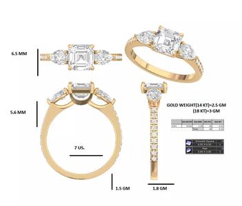 Radiant Emerald-Cut Trio Diamond Ring