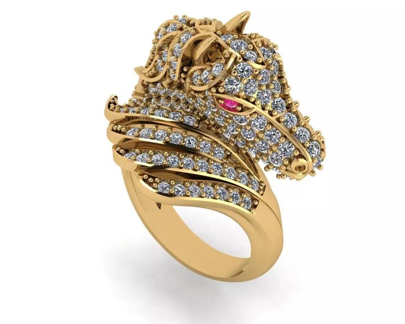 rings gold horse head ring with diamonds