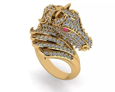 rings gold horse head ring with diamonds