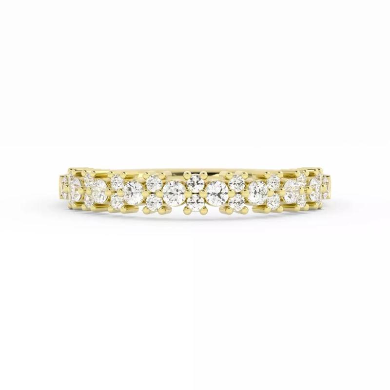 Round Diamond Flower Wedding Band With Rendering