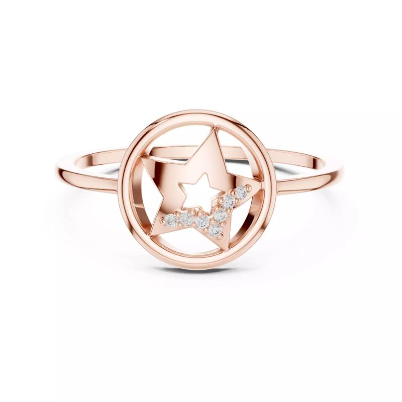 Round Cut Diamond Star Shape Wedding Ring 3DM STL Video