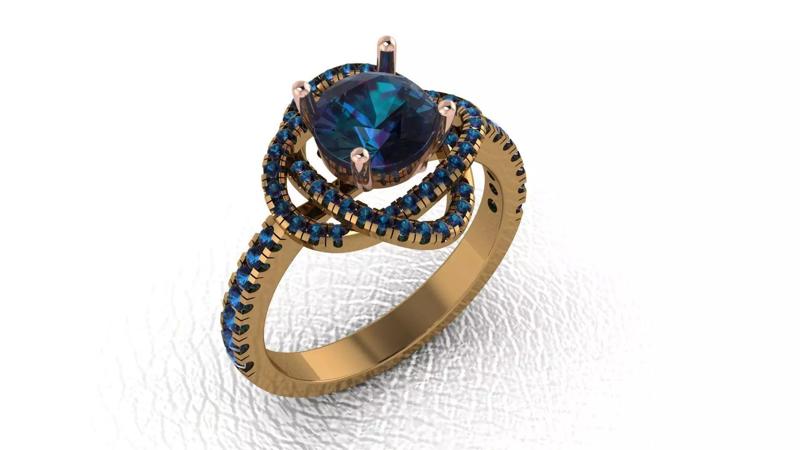 Rings engagement ring with sapphires