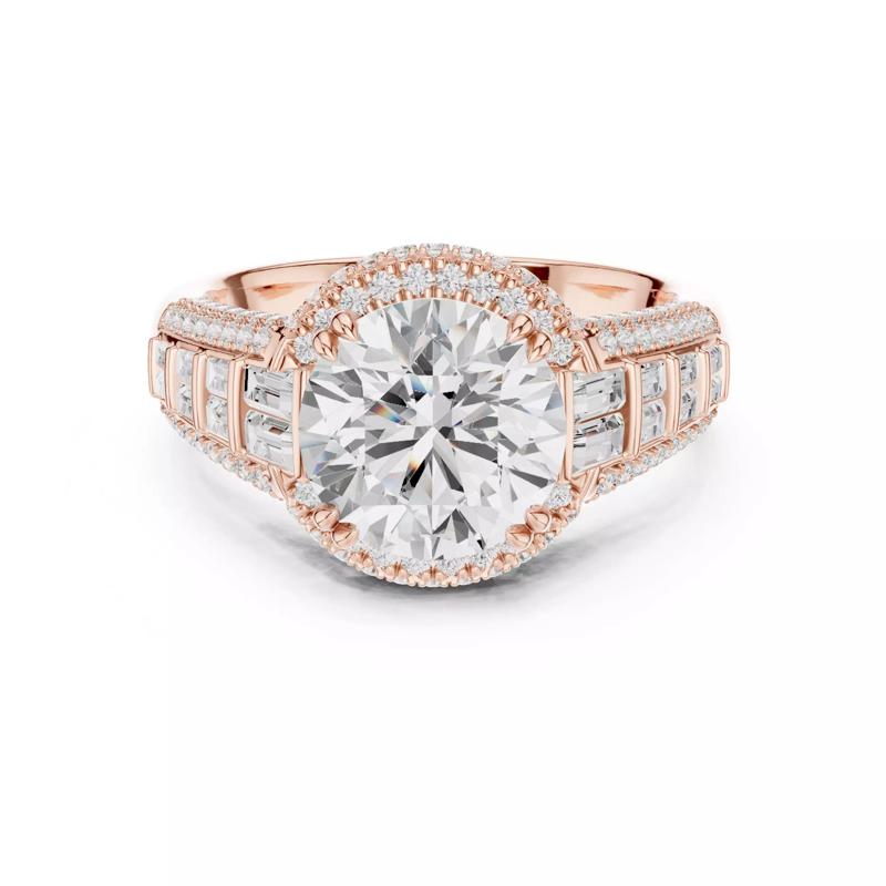 Round and Baguette Cut Diamond Wedding Ring 3DM STL Video