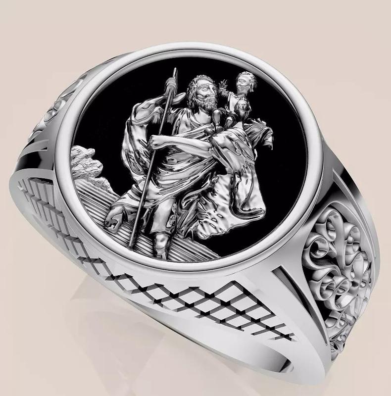 Saint Christopher ring printable gold jewelry printable 3D model