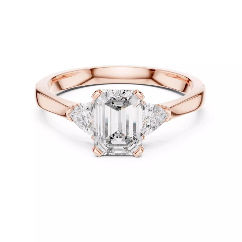 Emerald Trillion Trio Solitaire Ring 3dm stl renders animation