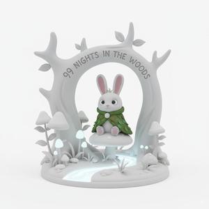 Charming Forest Rabbit Scene – Peaceful Woodland Diorama 3D Print for Nature Lovers & Tabletop Display