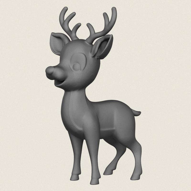 Cartoon Deer Print Ready 3D Model