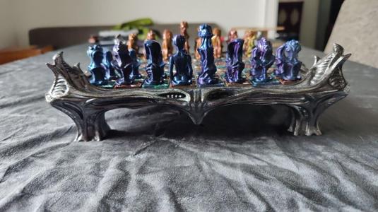 Biomechanical chessboard in H. R. Giger style - complete set with pieces