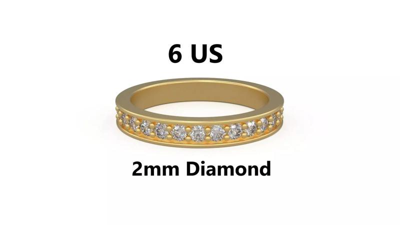 Model 1212 Eternity Diamond Band Ring 6 US Size 2mm Diamond