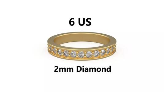 Model 1212 Eternity Diamond Band Ring 6 US Size 2mm Diamond