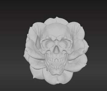 Halloween Skull Rose - Support-Free 3D Print - Gothic Floral Macabre Decor