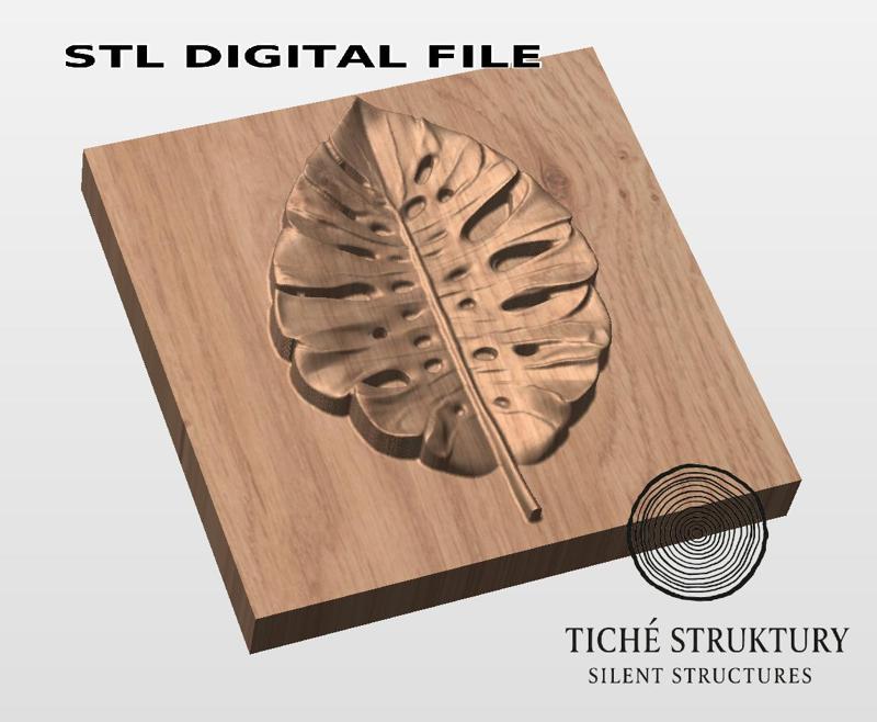 Monstera Leaf – Decorative Relief – 3D STL Model