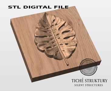 Monstera Leaf – Decorative Relief – 3D STL Model