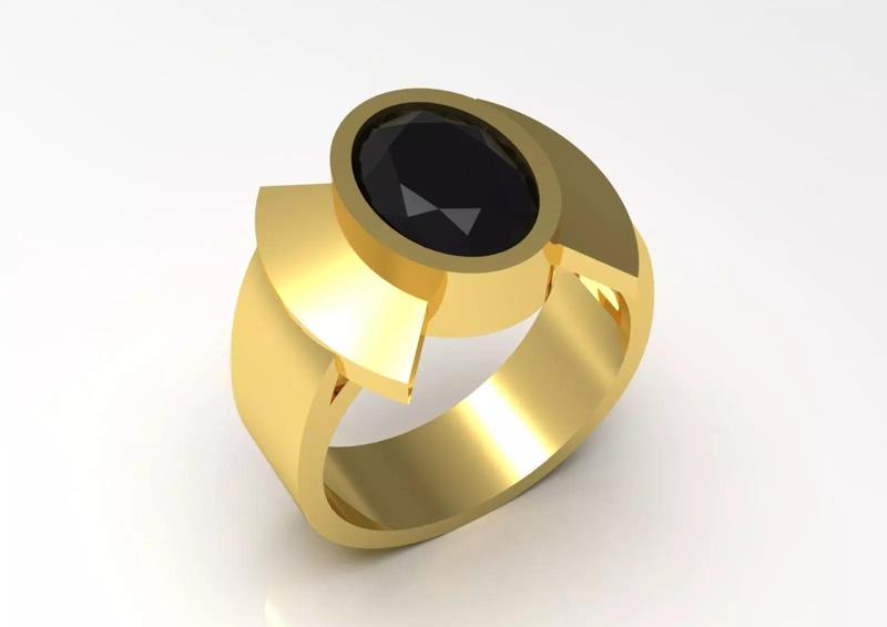 Modern Design Men Gold STL Ring with Onyx Stone Model mr0248