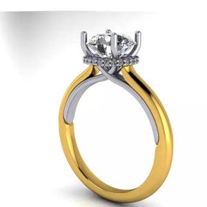 Modern Hidden halo Engagement Promise Wedding Ring