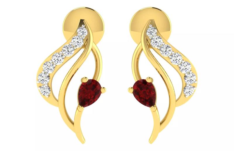 Pear Diamond Women Earring 3dm STL OBJ FBX Renders Details