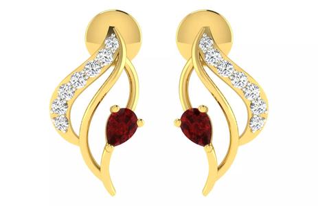 Pear Diamond Women Earring 3dm STL OBJ FBX Renders Details
