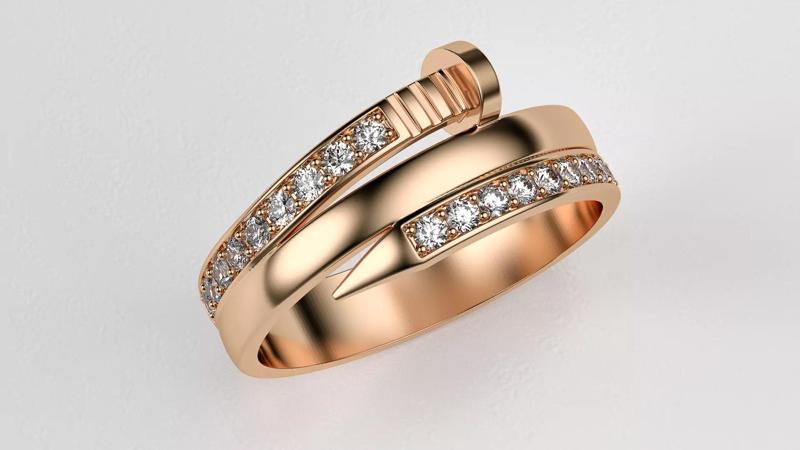 Nail ring with diamonds r2