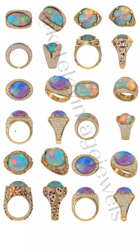 Opal High Class Rings with gemstones and diamonds