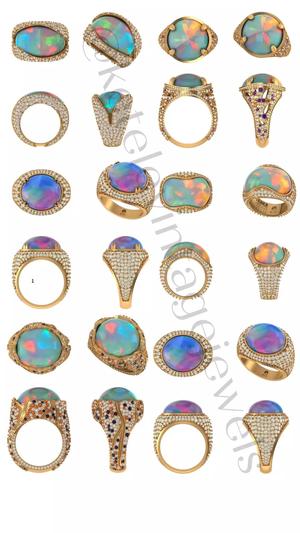 Opal High Class Rings with gemstones and diamonds