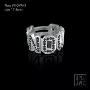 NO WAR Ring with gems Size 17-5mm 3D print model