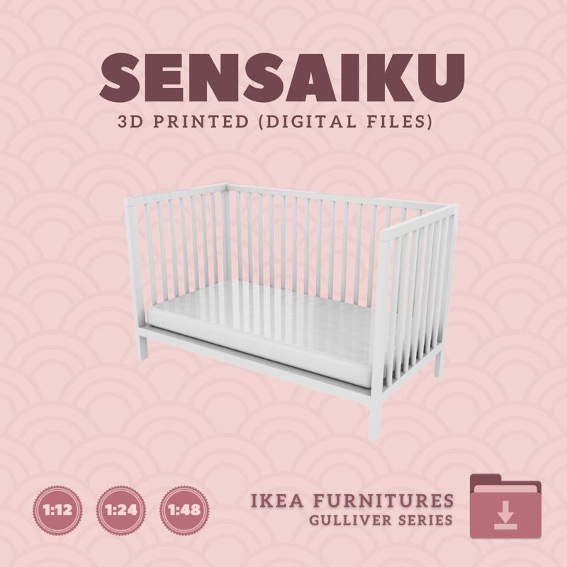 Miniature Replica 04. GULLIVER Crib V3 for Miniature Dollhouse - IKEA - 3D Print Instant Download