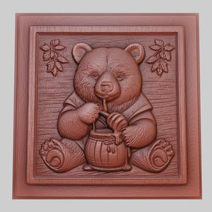 The bear eats honey 3d printer model animal model obj stl