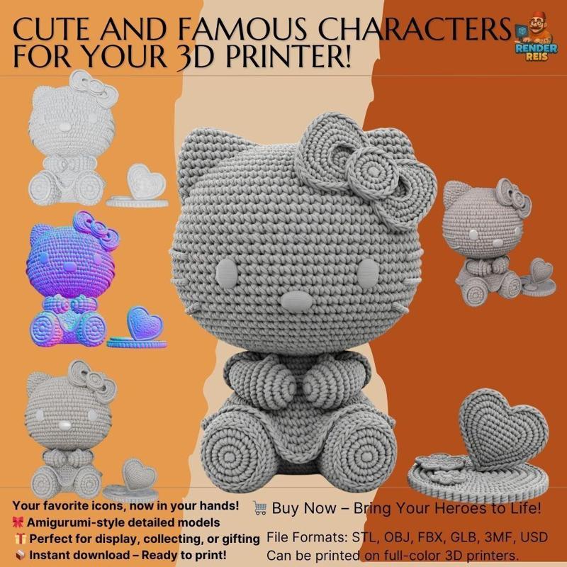 Knitted Hello Kitty Figurine