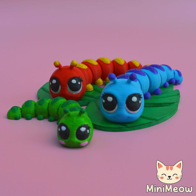 Cute flexi caterpillar and Monstera leaf + coaster