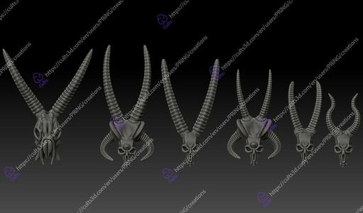Horned Skulls Set.
