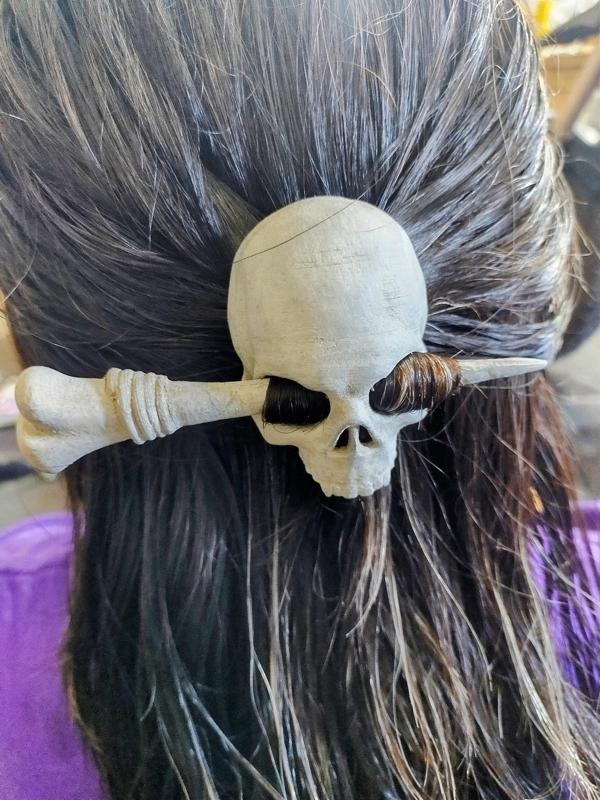 Skull and bone hair barrette