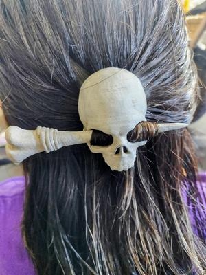 Skull and bone hair barrette