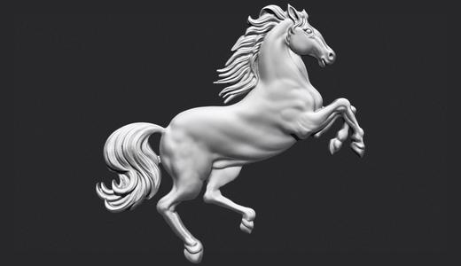Horse Rearing Up Bas Relief 3D Model