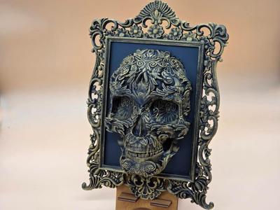 Antique Picture Frame with Skull