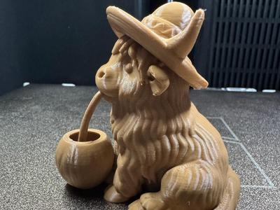 Highland Cow with Sombrero and Coconut