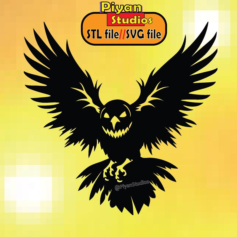 scary raven  Wall Art Cutout svg, stl