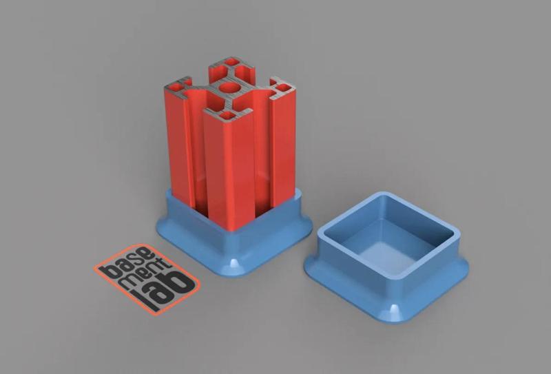 3030 Foot Cap - Low Type - Floor Mount Base Low Aluminium Profile   