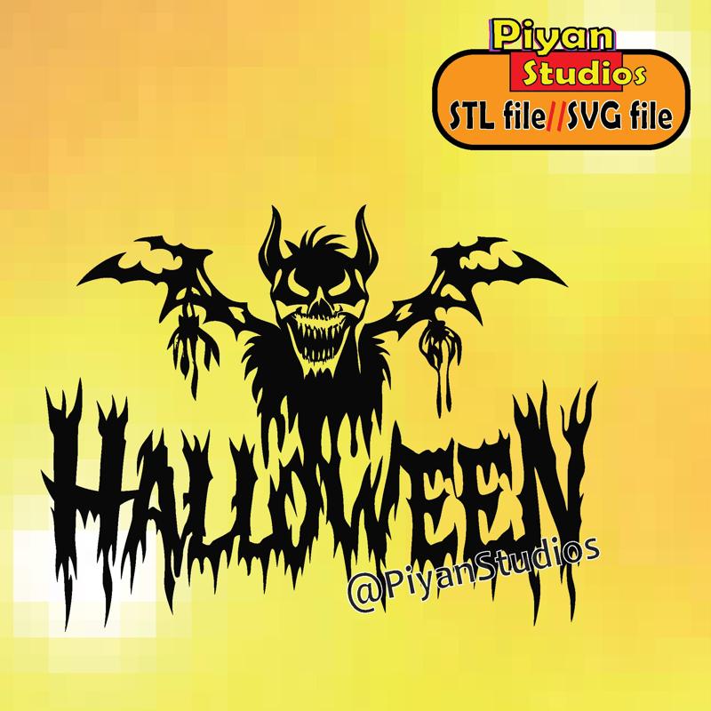 horror Halloween text svg, stl