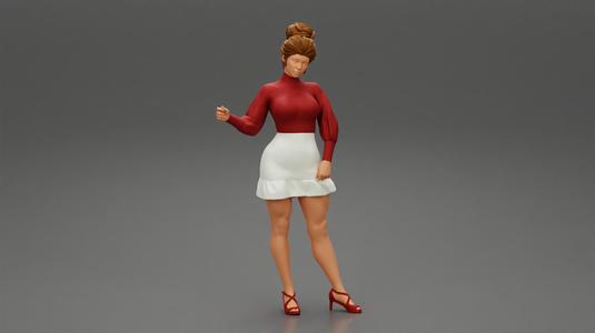 Young Woman Posing In Short Skirt And heels 3D PRINT MODEL