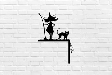 WALL DECORATION HALLOWEEN witch cat door