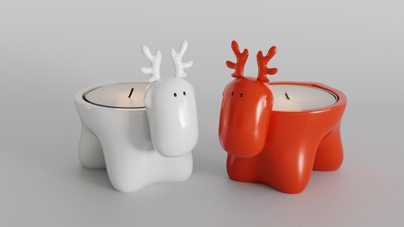 Charming Reindeer Tea Light Holder Set - 3D Printable Christmas Decor, Festive Candle Holder Digital STL Files for DIY Holiday Crafting