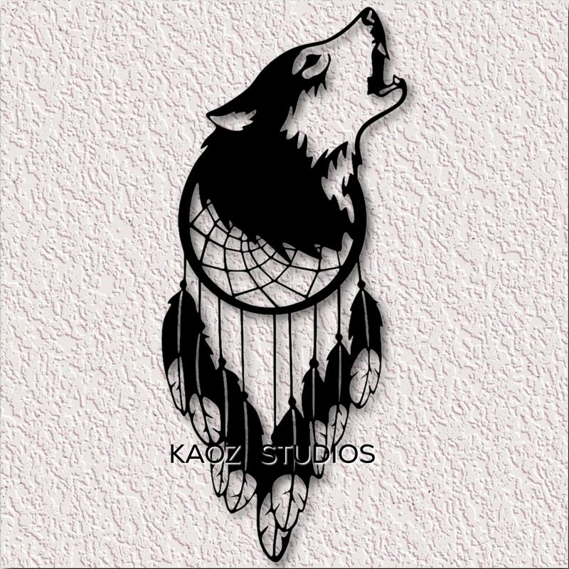 Wolf wall art howling wolf wall decor dreamcatcher animal