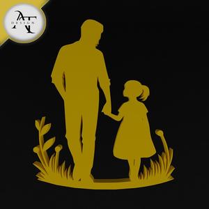Dad and daughter - Silhouette - 2D Wall Art Decor