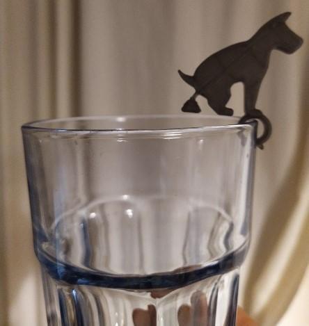 Pooping Dog Cocktail Stirrer and Glass Clip Charm