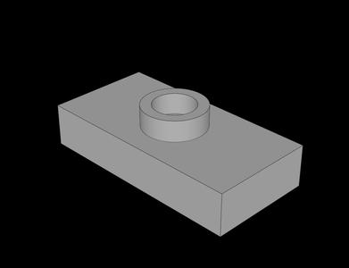 Lego Compatible (3794a.dat) Plate  1 x  2 without Groove with 1 Centre Stud
