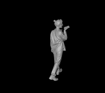 1/64 3D digital model of a girl walking and chatting on her phone