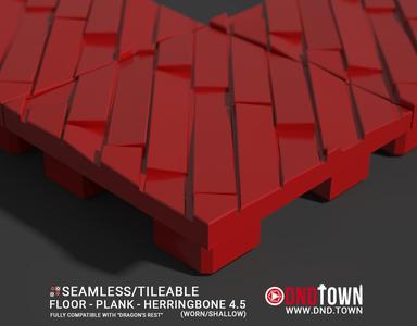 3D Modular Dungeon Tile: Floor - Plank - Herringbone 4.5 (WORN/SHALLOW) - DnD Town Minis (www.dnd.town)